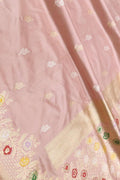 Pink Banarasi Handloom Pure Katan Silk Meenakari Flower Design Saree