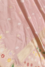 Pink Banarasi Handloom Pure Katan Silk Meenakari Flower Design Saree