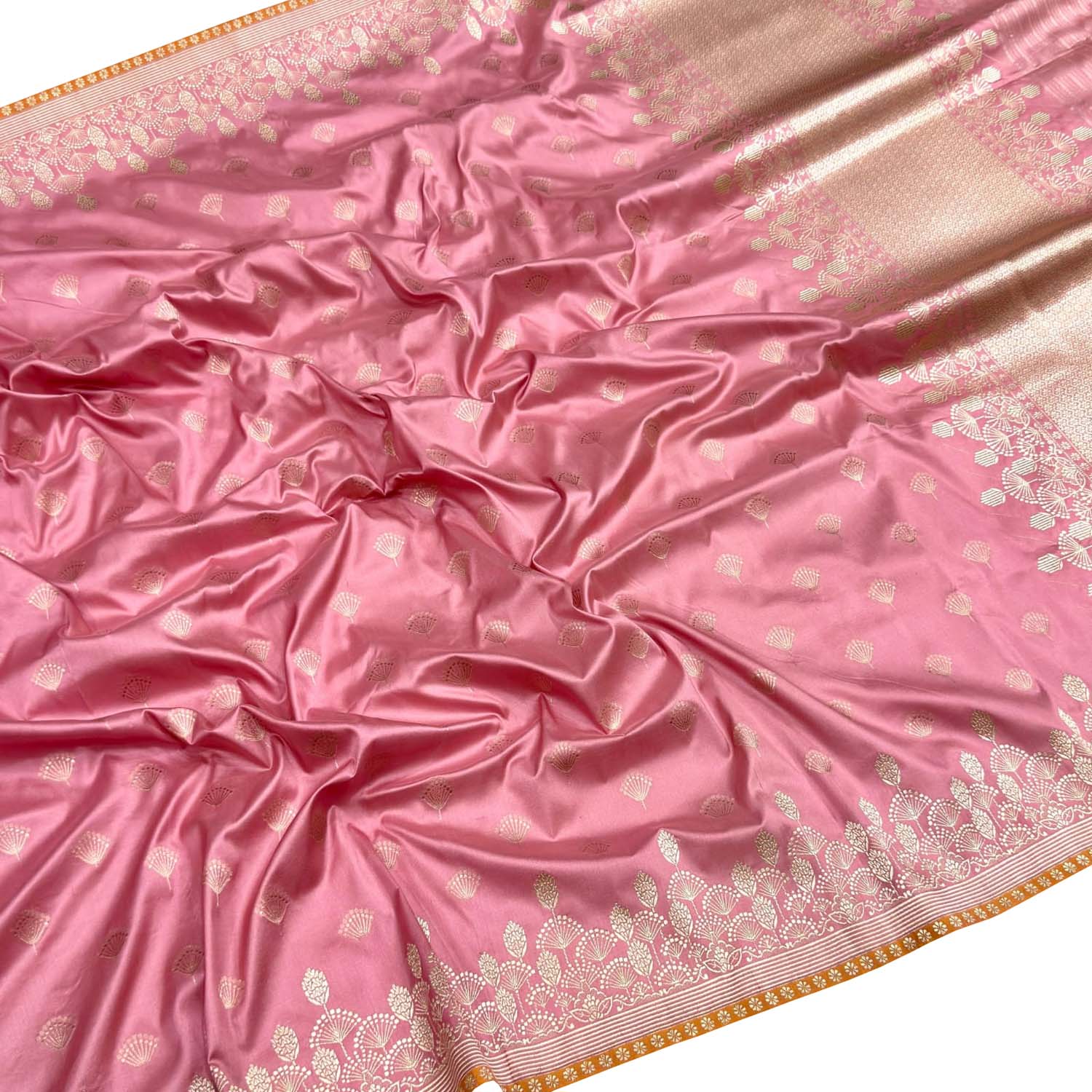 Pink Banarasi Handloom Pure Katan Silk Saree
