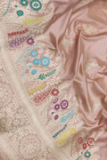 Pink Banarasi Handloom Pure Katan Silk Flower Design Meenakari Saree