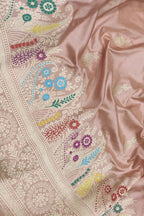 Pink Banarasi Handloom Pure Katan Silk Flower Design Meenakari Saree