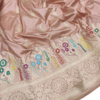 Pink Banarasi Handloom Pure Katan Silk Flower Design Meenakari Saree