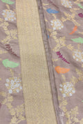 Pastel Banarasi Handloom Pure Katan Silk Sona Roopa Flower Design Saree