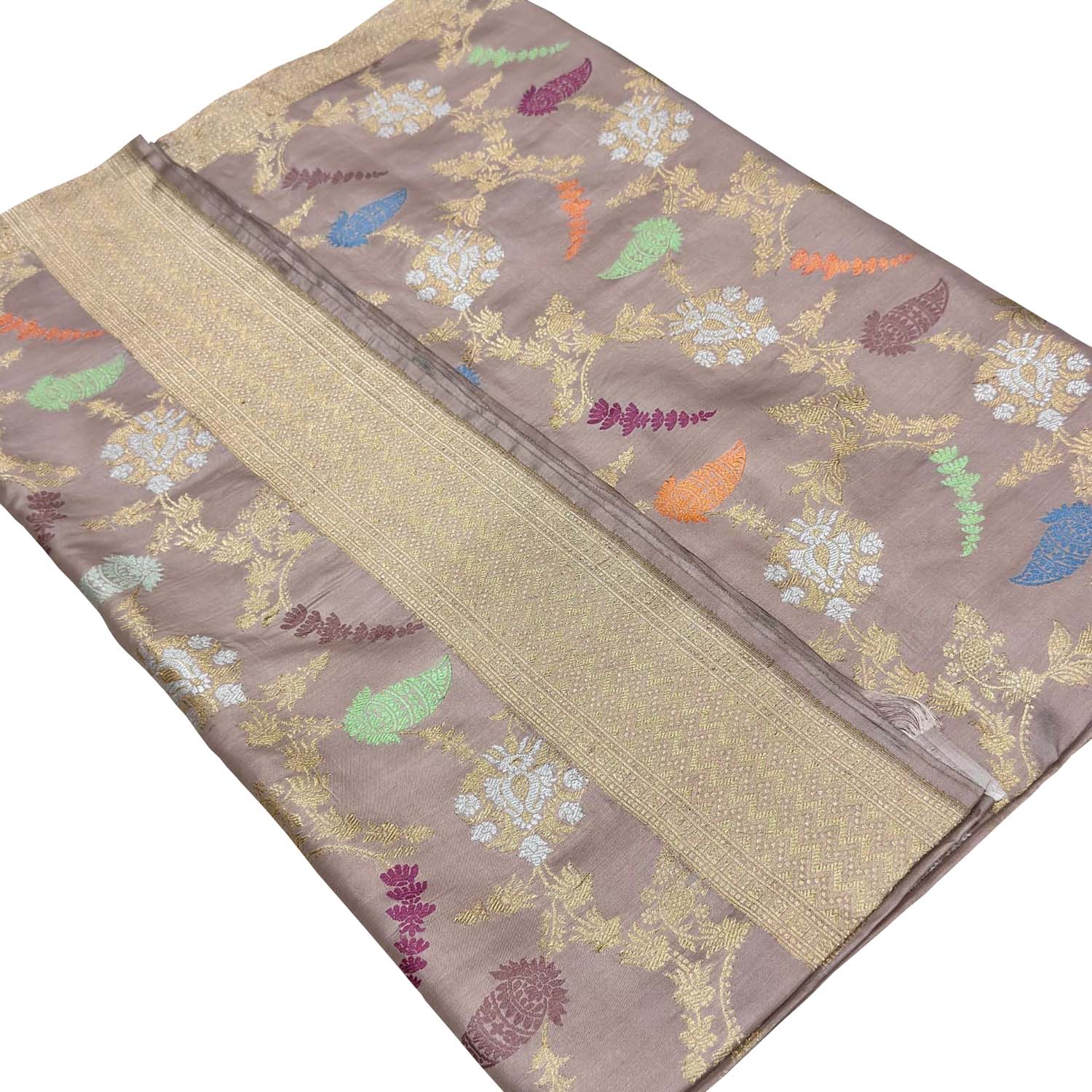Pastel Banarasi Handloom Pure Katan Silk Sona Roopa Flower Design Saree