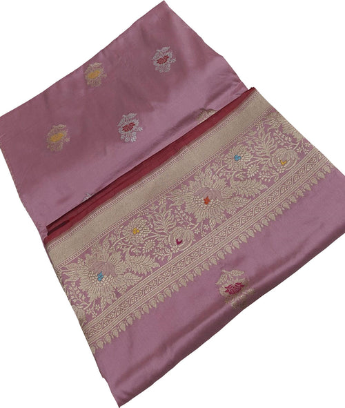 Pink Handloom Banarasi Pure Katan Silk Saree