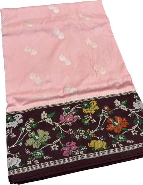 Pink Handloom Banarasi Pure Katan Silk Saree