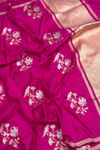 Pink Handloom Banarasi Pure Katan Silk Sona Roopa Bird And Flower Design Saree PS1B1SV326092301