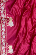 Pink Handloom Banarasi Pure Katan Silk Sona Roopa Lion Design Saree