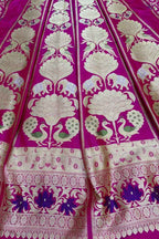 Pink Handloom Banarasi Pure Katan Silk Unstitched Lehenga Set