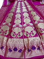 Pink Handloom Banarasi Pure Katan Silk Unstitched Lehenga Set