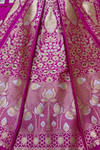 Pink Handloom Banarasi Pure Katan Silk Unstitched Lehenga Set