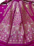 Pink Handloom Banarasi Pure Katan Silk Unstitched Lehenga Set