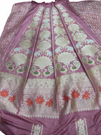 Pink Handloom Banarasi Pure Katan Silk Unstitched Lehenga Set