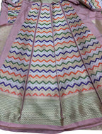 Pink Handloom Banarasi Pure Katan Silk Unstitched Lehenga Set