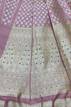 Pink Handloom Banarasi Pure Katan Silk Unstitched Lehenga Set