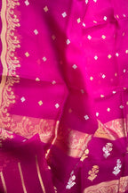 Pink Handloom Banarasi Pure Kora Organza Saree