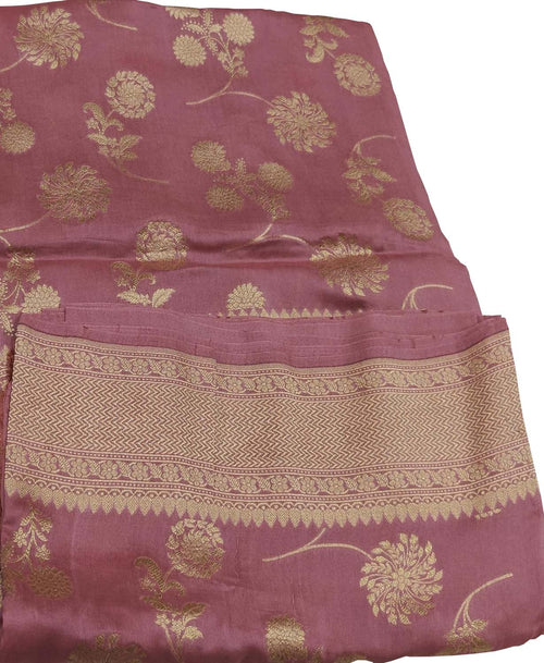 Pink Banarasi Handloom Pure Moonga Silk Flower Design Saree