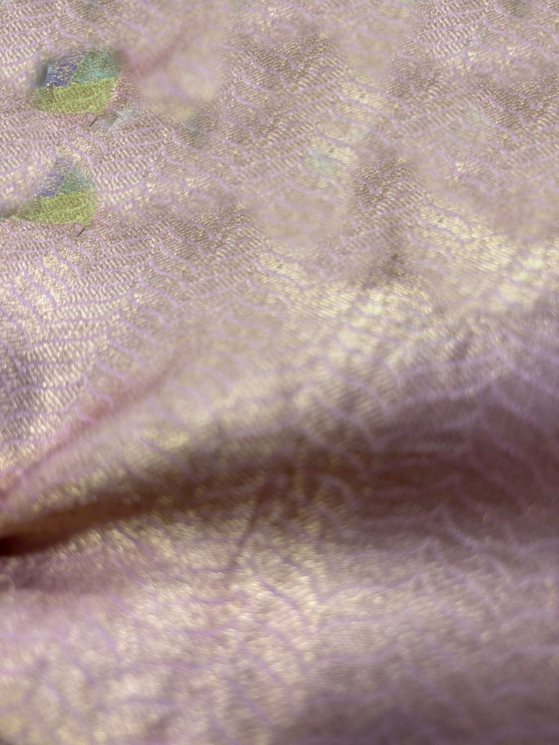 Pink Handloom Banarasi Tissue Katan Silk Fabric ( 1 Mtr )