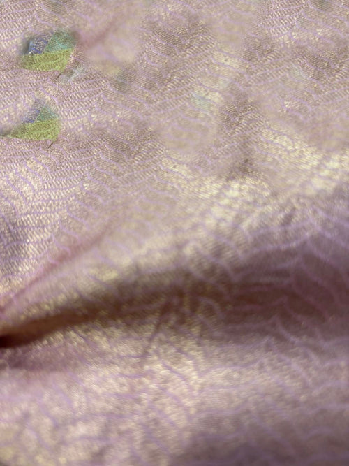 Pink Banarasi Tissue Katan Silk Fabric — Handloom Zari Weave, Bridal ( 1 Mtr )