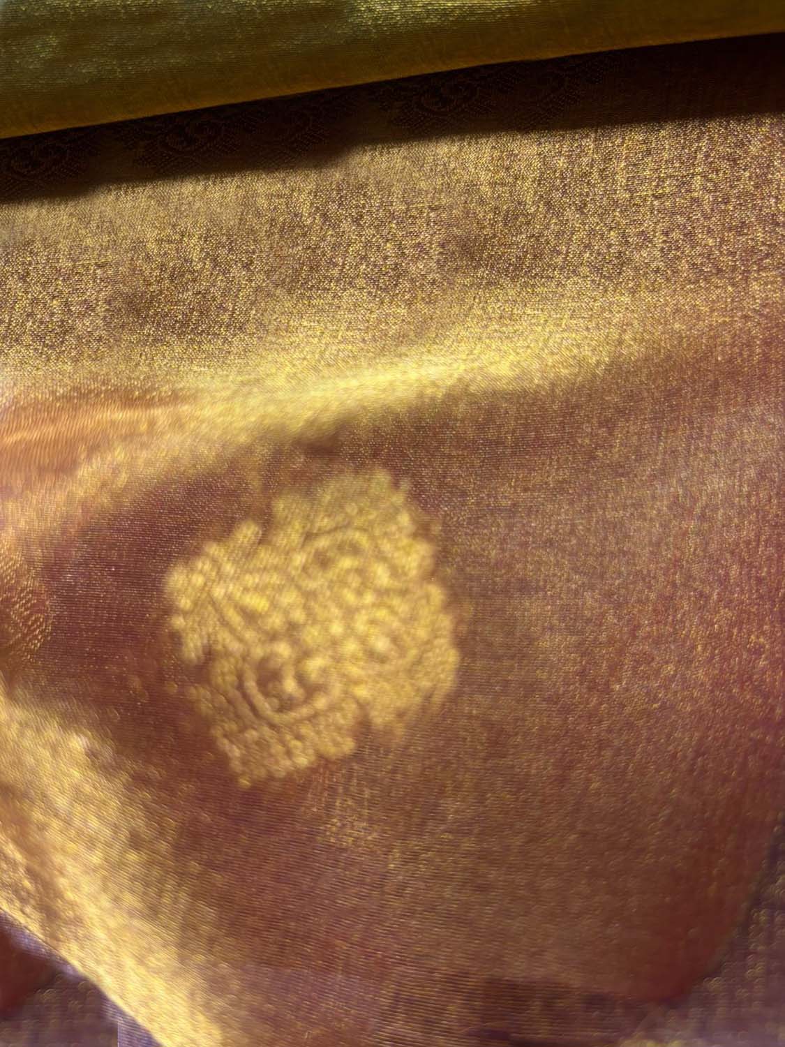 Pink Handloom Banarasi Tissue Silk Booti Design Fabric