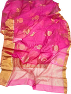 Pink Handloom Chanderi Cotton Silk Saree