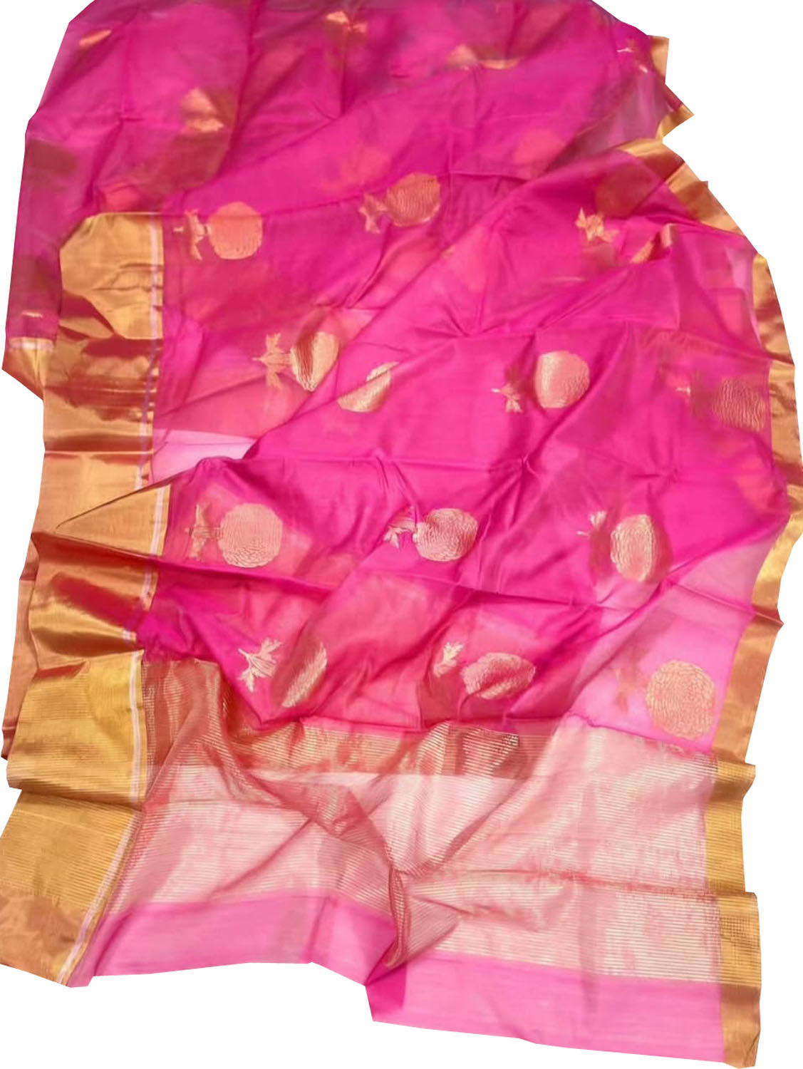 Pink Handloom Chanderi Cotton Silk Saree