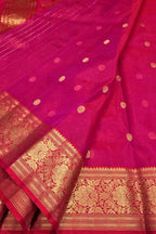 Pink Handloom Chanderi Katan Organza Saree — Sheer Weave, Festive