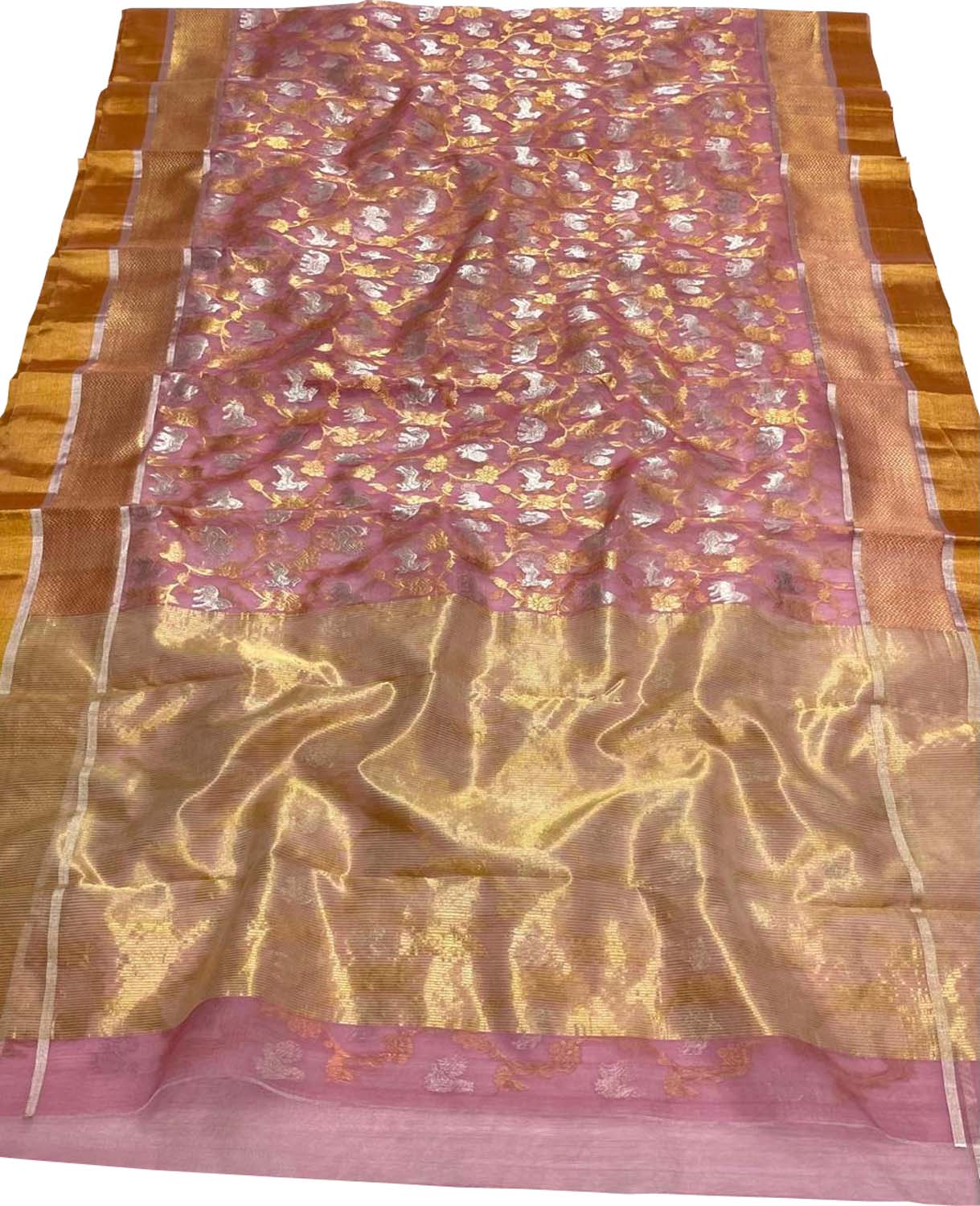 Pink Chanderi Pure Katan Silk Saree Festive