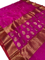 Pink Chanderi Pure Katan Silk Saree Elegant