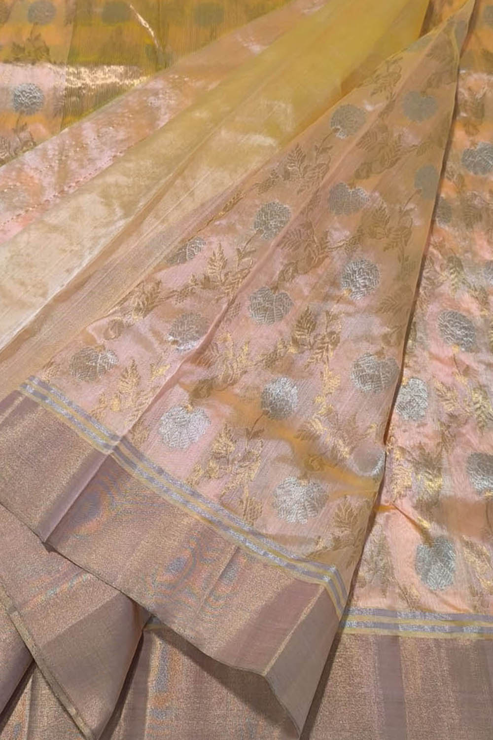 Pink Handloom Chanderi Pure Silk Saree