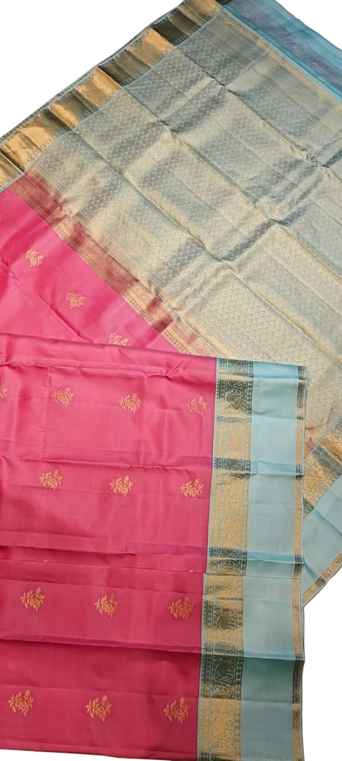 Pink Handloom Gadwal Pure Silk Saree