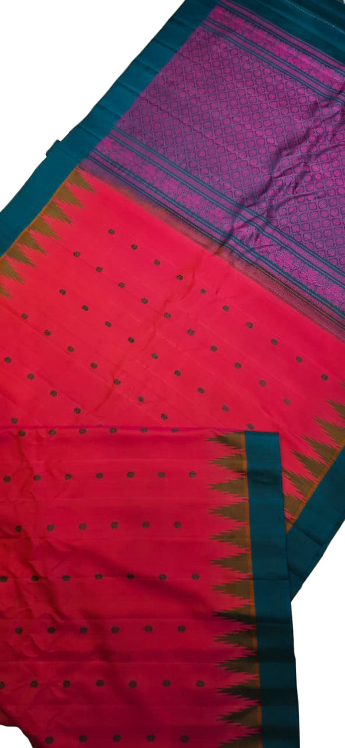 Pink Handloom Gadwal Pure Silk Saree