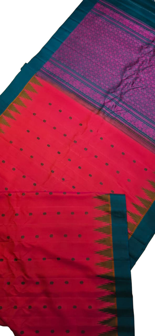 Pink Handloom Gadwal Pure Silk Saree