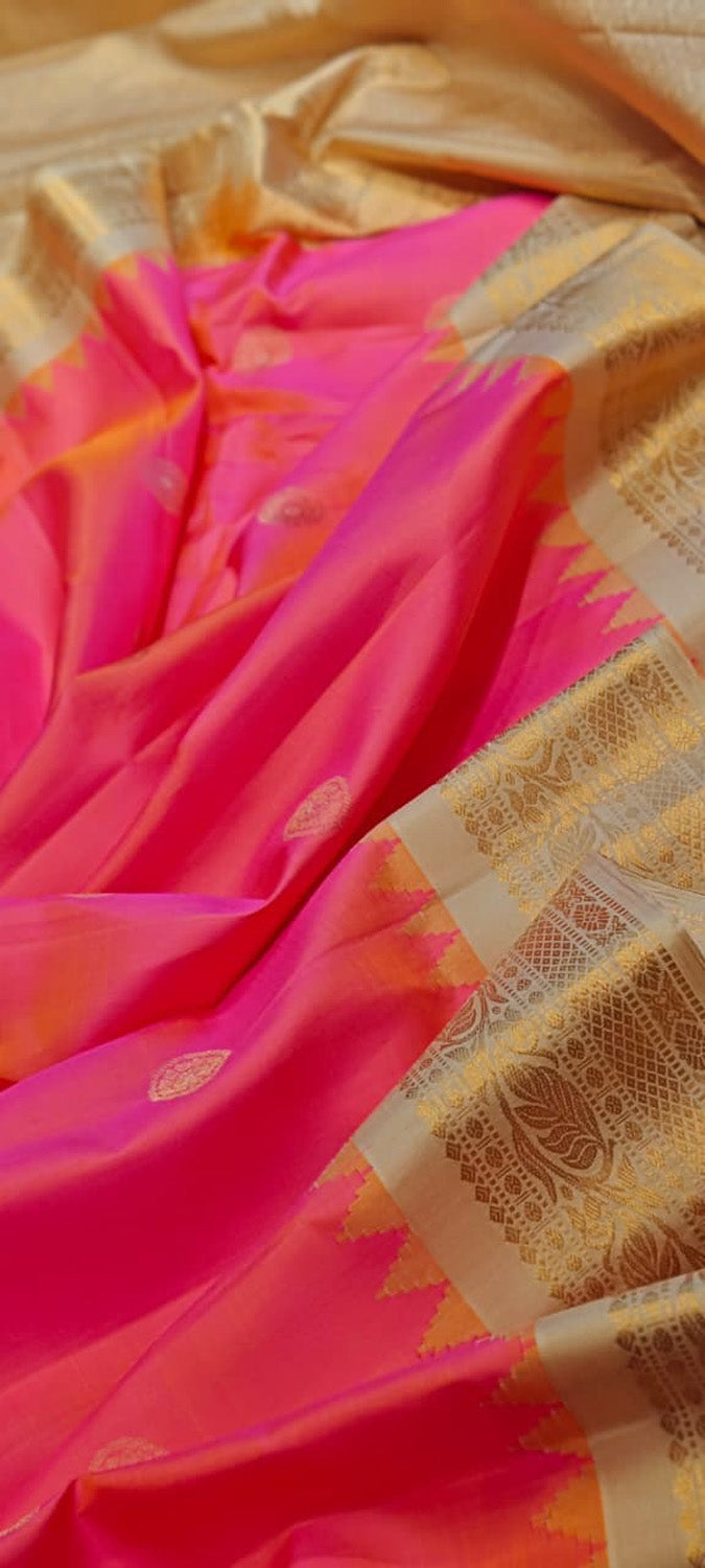 Pink Gadwal Pure Silk Handloom Saree Festive Ethnic Wear