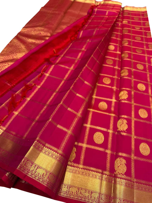 Pink Handloom Kanjeevaram Pure Silk Saree — Handwoven, Festive & Bridal