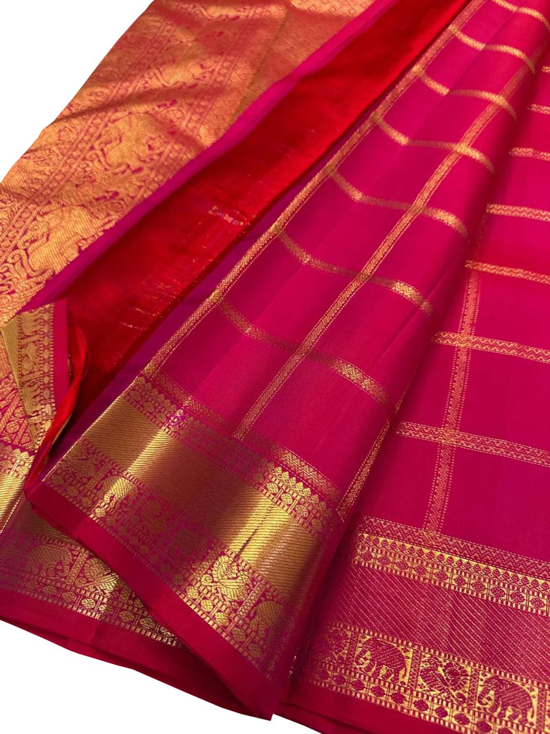 Pink Handloom Kanjeevaram Pure Silk Saree — Handwoven, Festive & Bridal