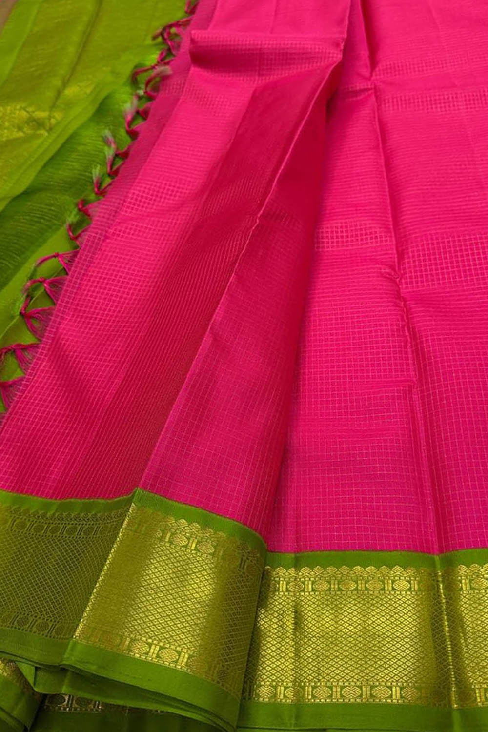 Pink Kanjeevaram Pure Silk Saree Handloom Weave Festive