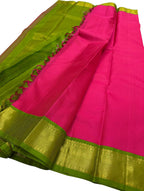 Pink Kanjeevaram Pure Silk Saree Handloom Weave Festive