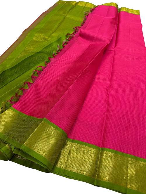 Pink Kanjeevaram Pure Silk Saree Handloom Weave Festive
