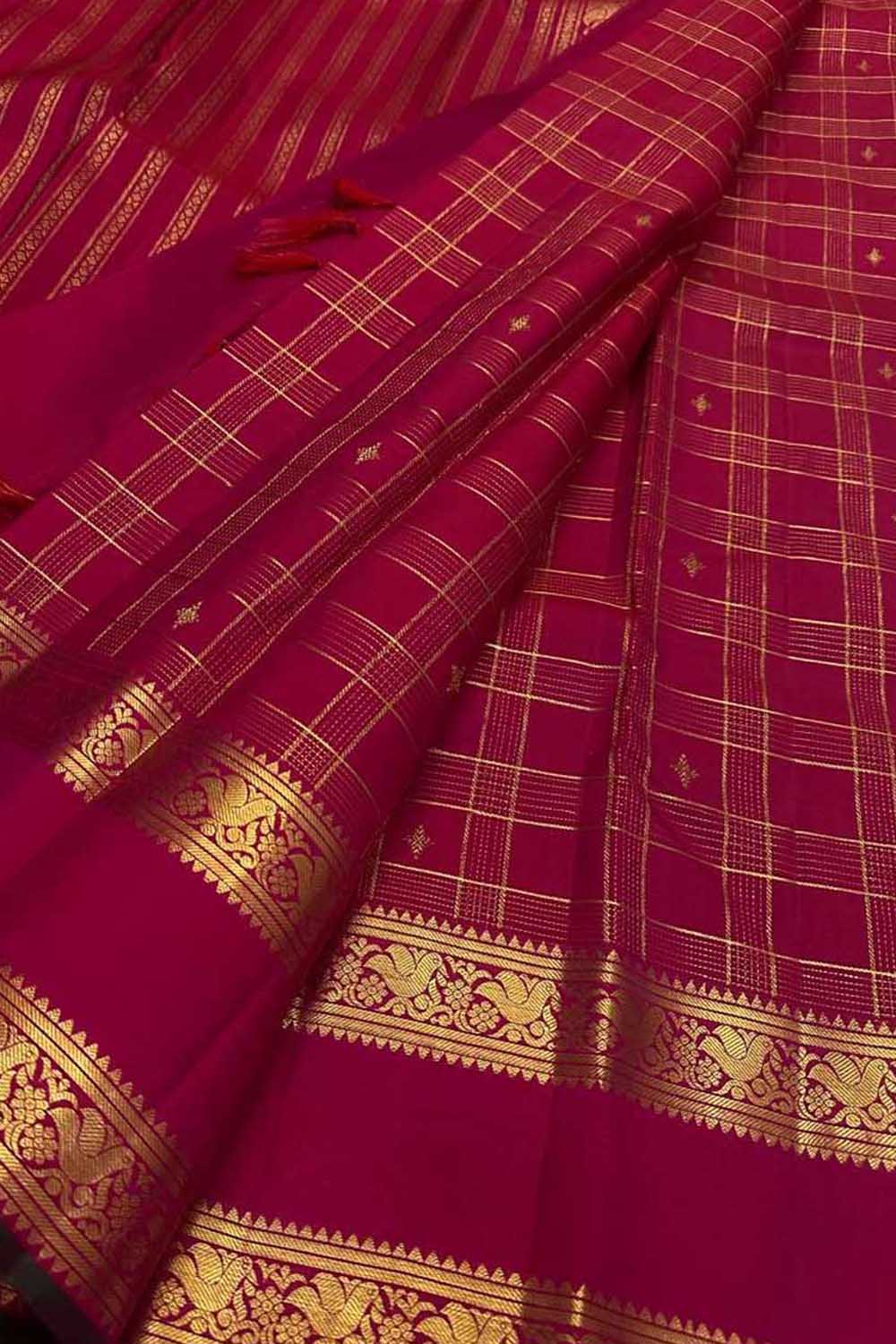 Pink Kanjeevaram Pure Silk Saree Handloom Weave Festive