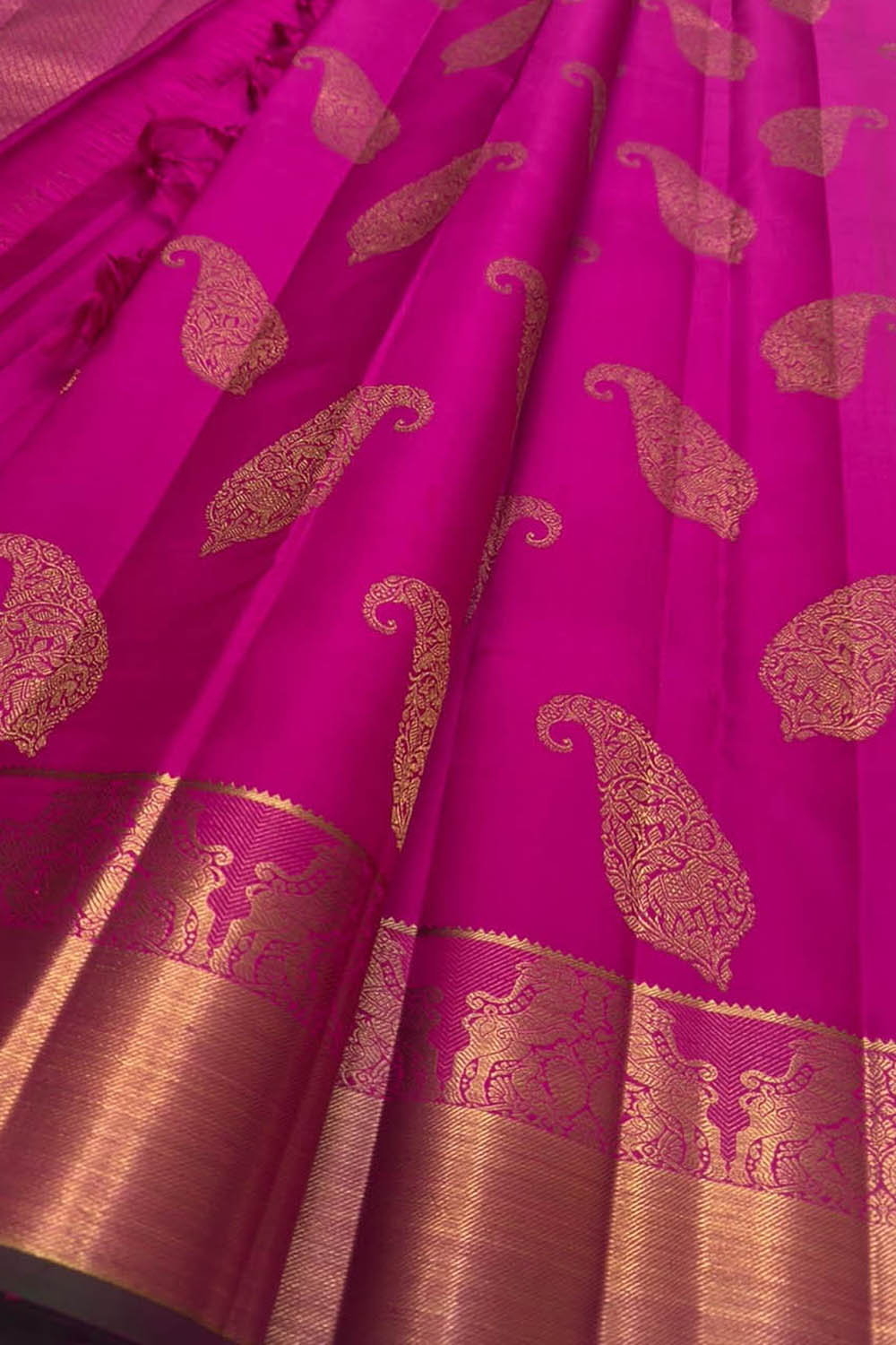 Pink Kanjeevaram Pure Silk Saree — Handloom Weave, Wedding