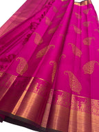 Pink Kanjeevaram Pure Silk Saree — Handloom Weave, Wedding
