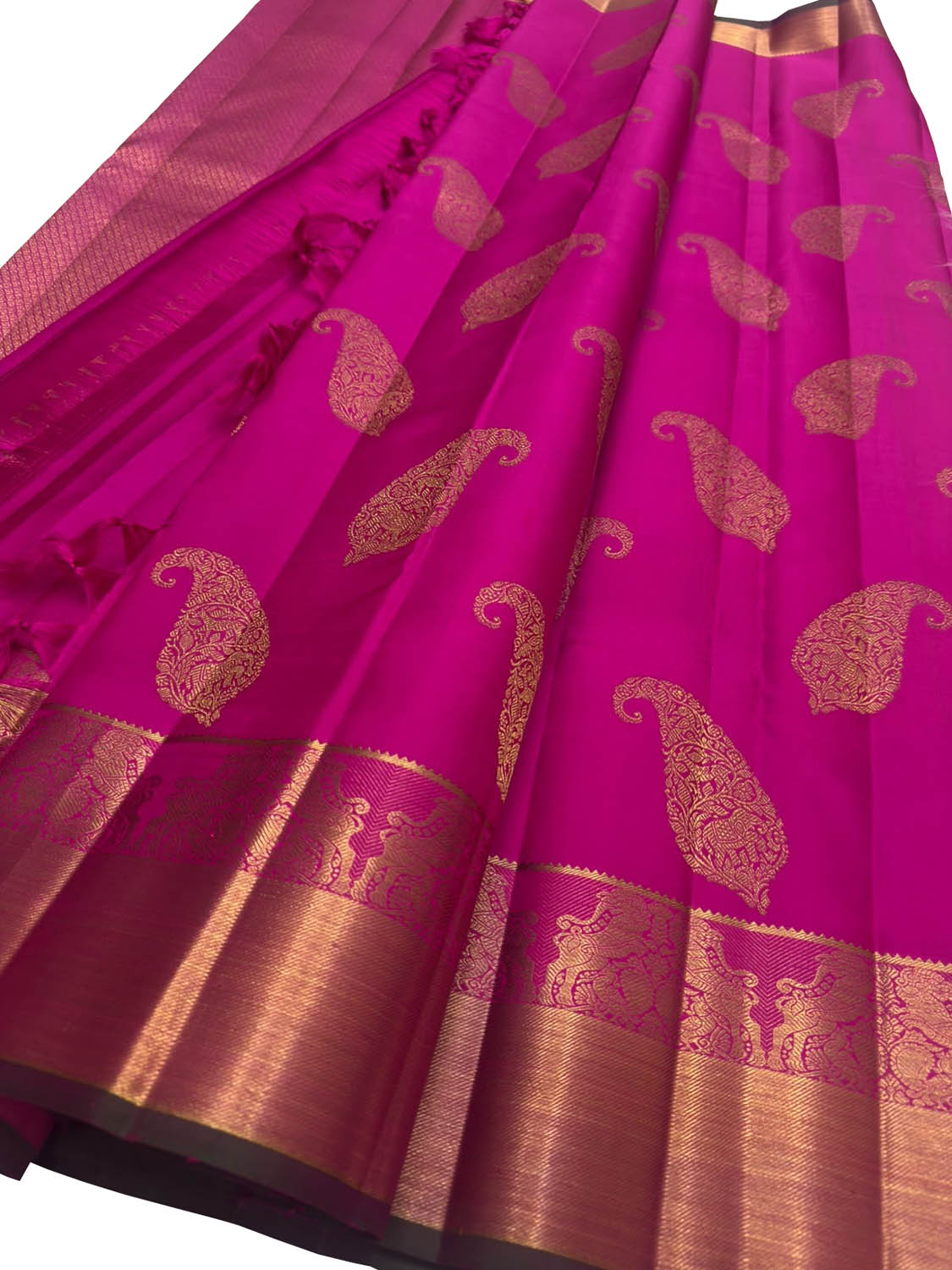 Pink Kanjeevaram Pure Silk Saree — Handloom Weave, Wedding