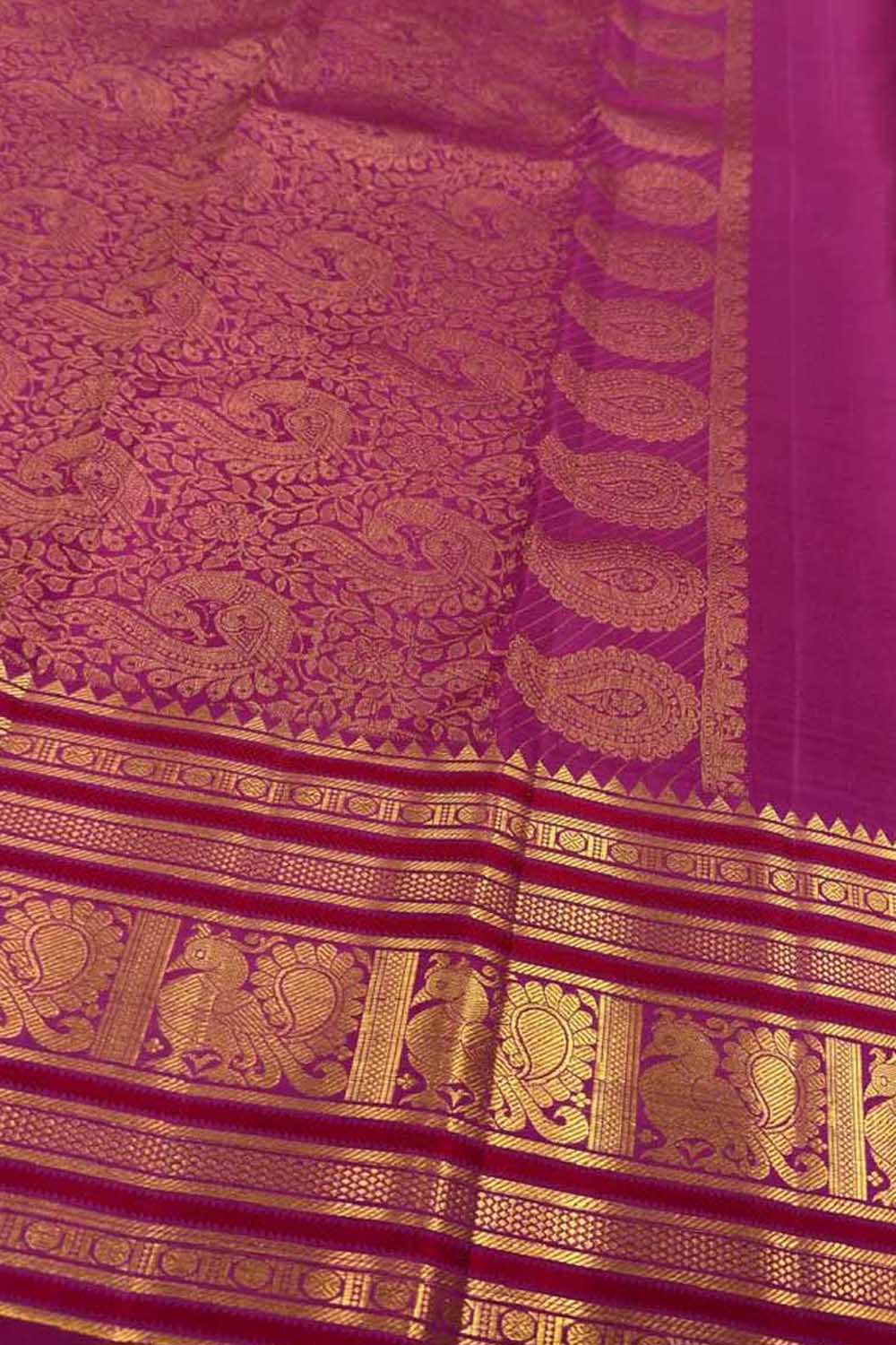 Pink Kanjeevaram Pure Silk Saree Handloom Festive Celebration