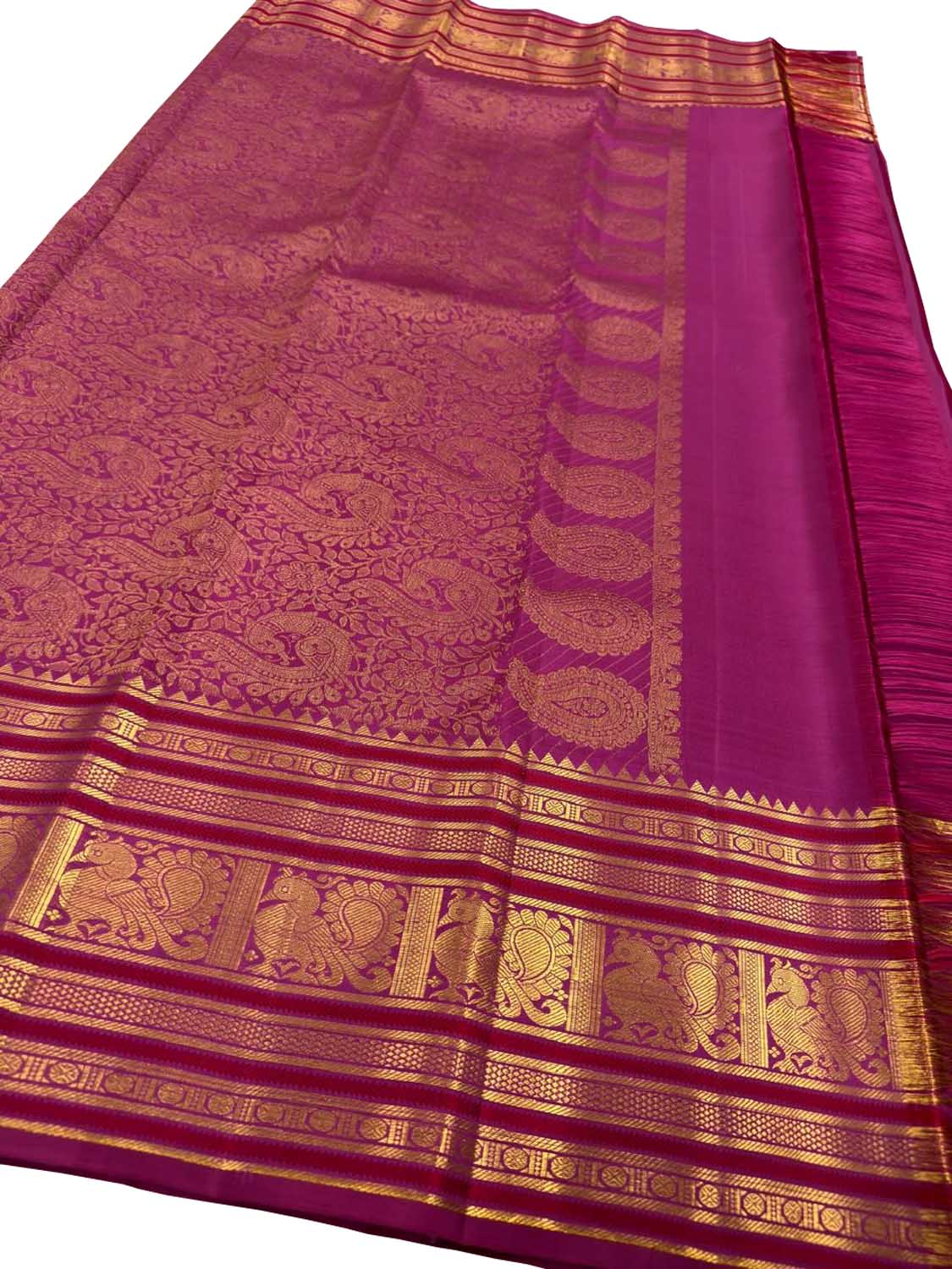 Pink Kanjeevaram Pure Silk Saree Handloom Festive Celebration