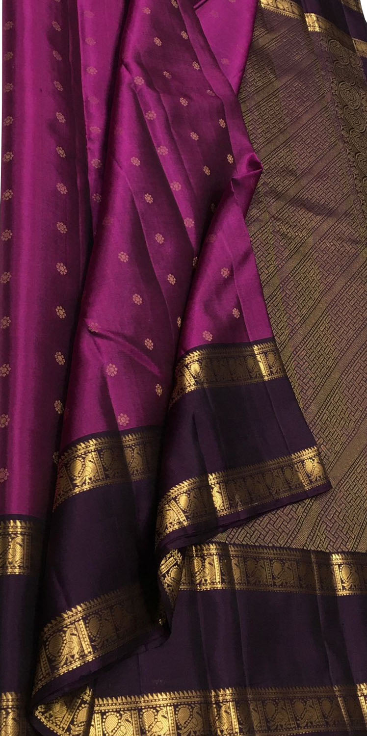 Pink Handloom Kanjeevaram Pure Silk Saree — Kuyil Kannadi Mirror Zari, Festive