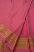 Pink Handloom Mysore Pure Crepe Silk Checks Design Saree