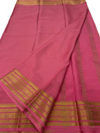 Pink Handloom Mysore Pure Crepe Silk Checks Design Saree