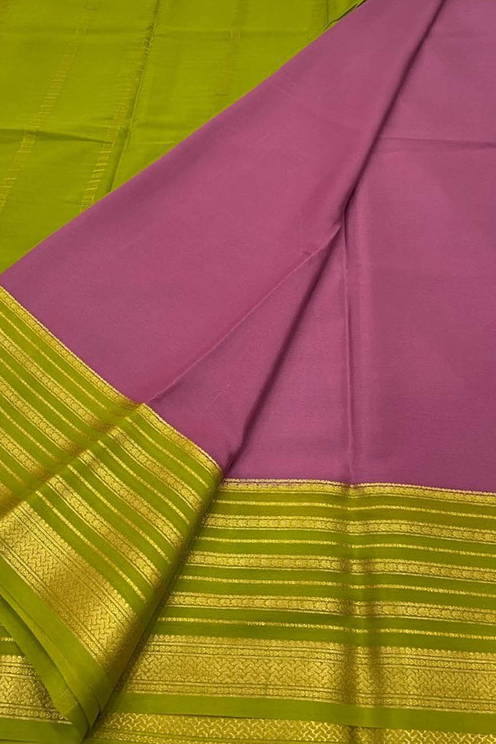 Pink Mysore Pure Crepe Silk Saree Handloom Weave Festive