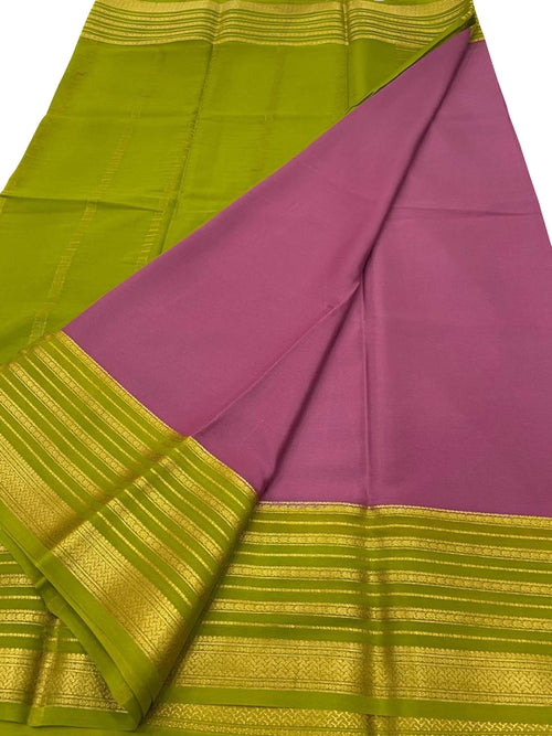 Pink Mysore Pure Crepe Silk Saree Handloom Weave Festive